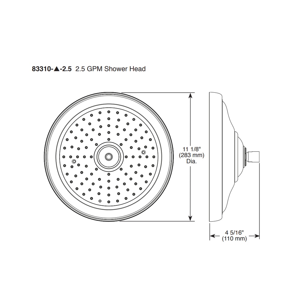 Brizo 83310-RB-2.5 Tresa Round Raincan Showerhead