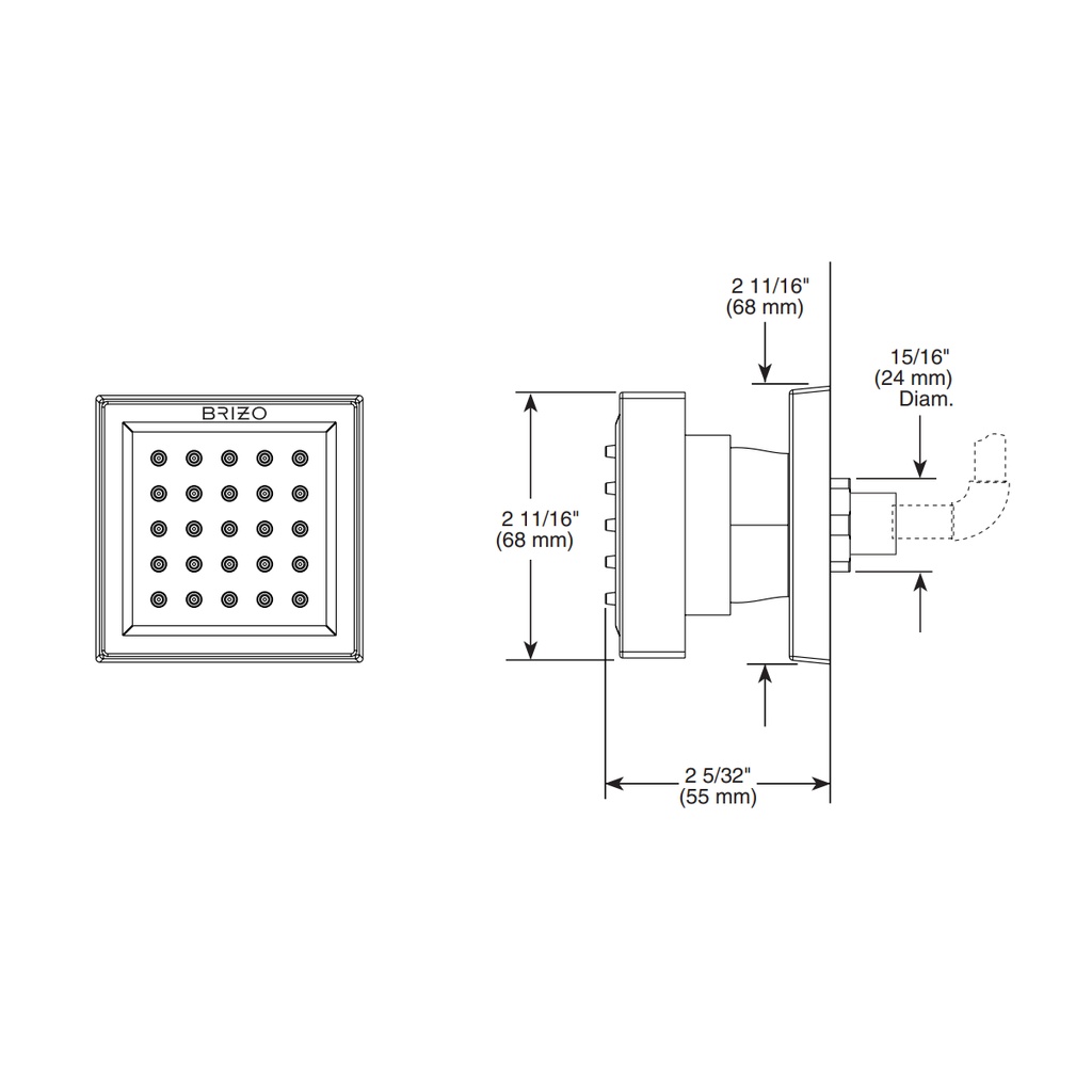 Brizo 84121-BN Touch-Clean(R) Body Spray Trim And Rough