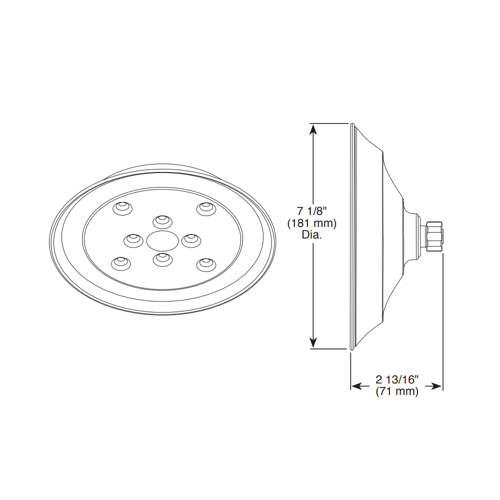 Brizo 87305-BL Universal Showering Raincan Showerhead With H2Okinetic Technology