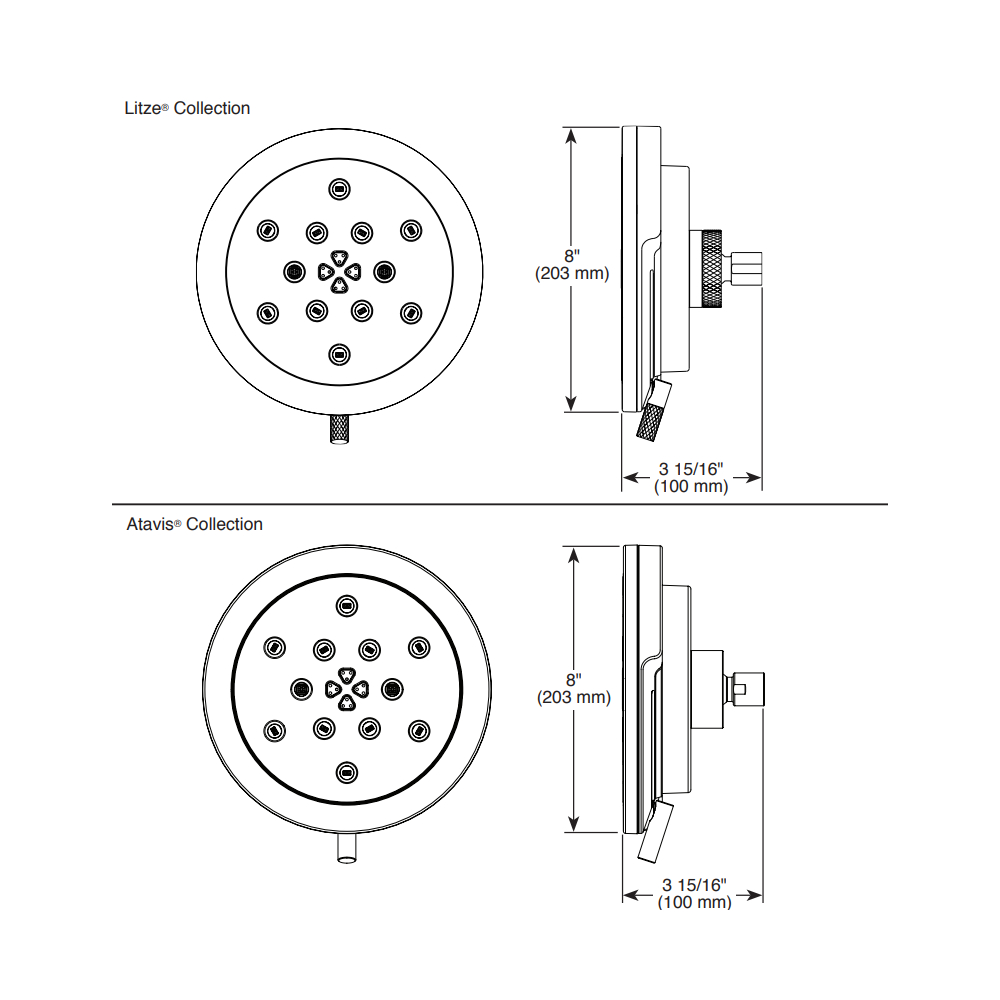 Brizo 87435-SL Litze Multifunction Showerhead With H2Okinetic Technology Luxe Steel