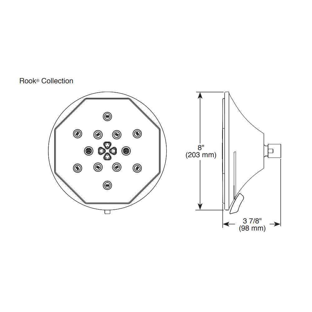 Brizo 87461-GL Rook Multifuction Showerhead With H2Okinetic Technology