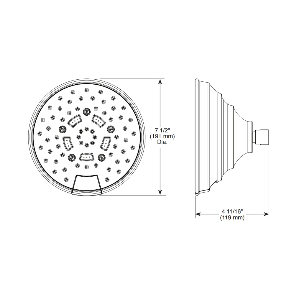Brizo 87495-RB Universal Showering 7" Trad'L Round Multifunction Showerhead