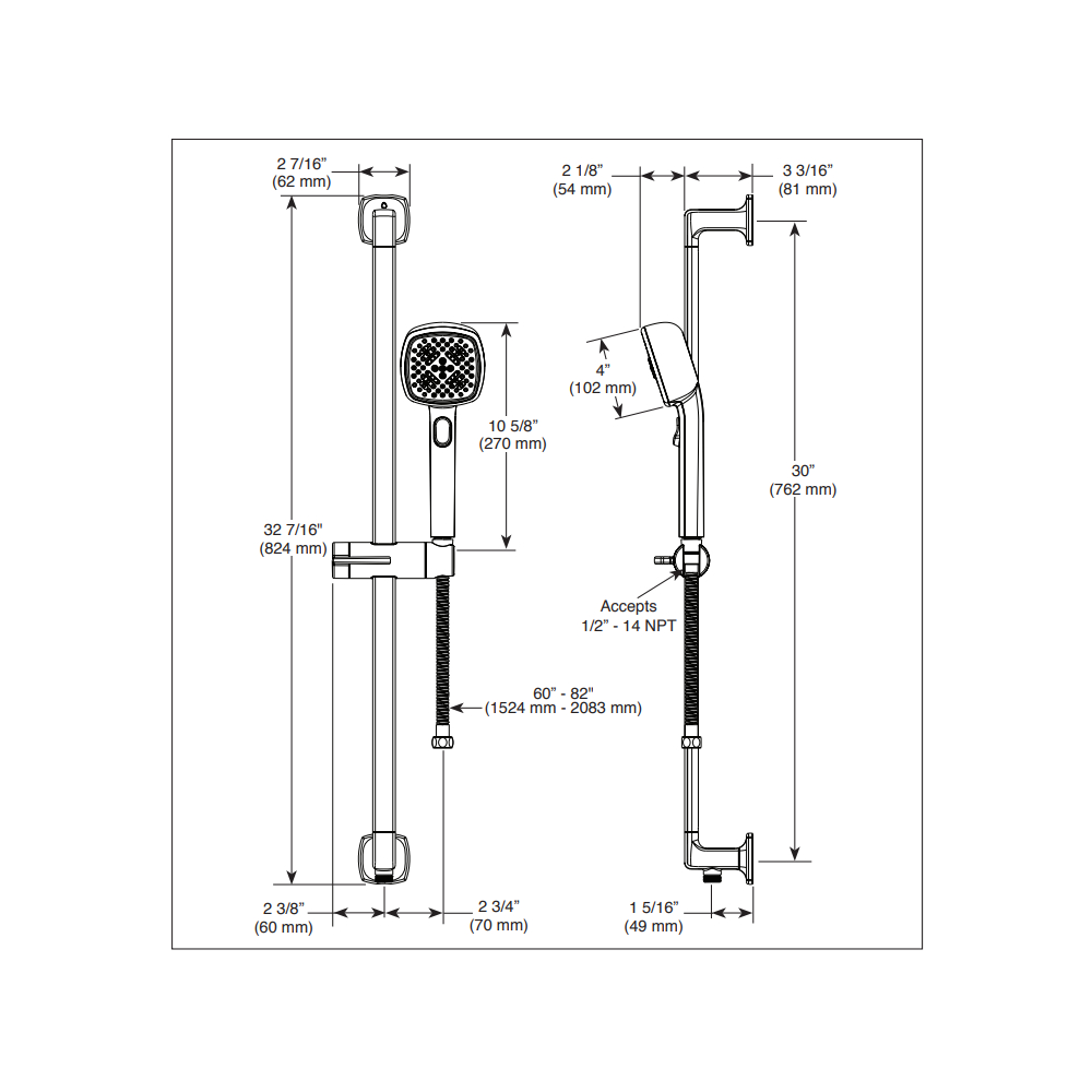 Brizo 88767-NK Allaria Hand Shower 1.75Gpm W/Slidebar 4-Setting Luxe Nickel