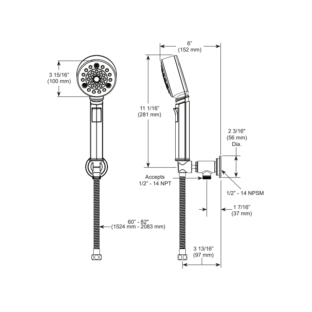 Brizo 88876-PC Invari H2Okinetic Multi-Function Wall Mount Handshower