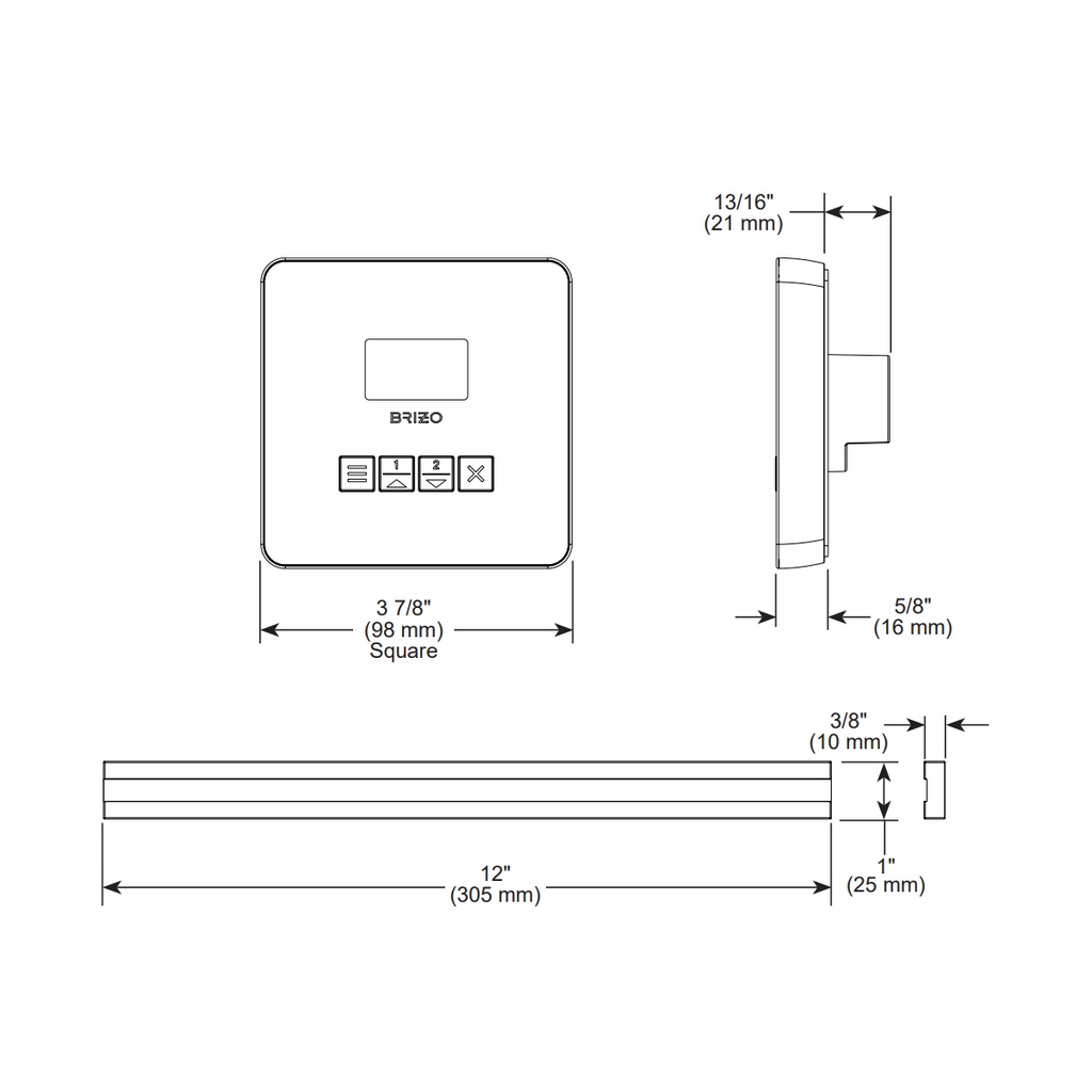 Brizo 8CB-250L-SL-L Square Steam Control And Bilateral Head
