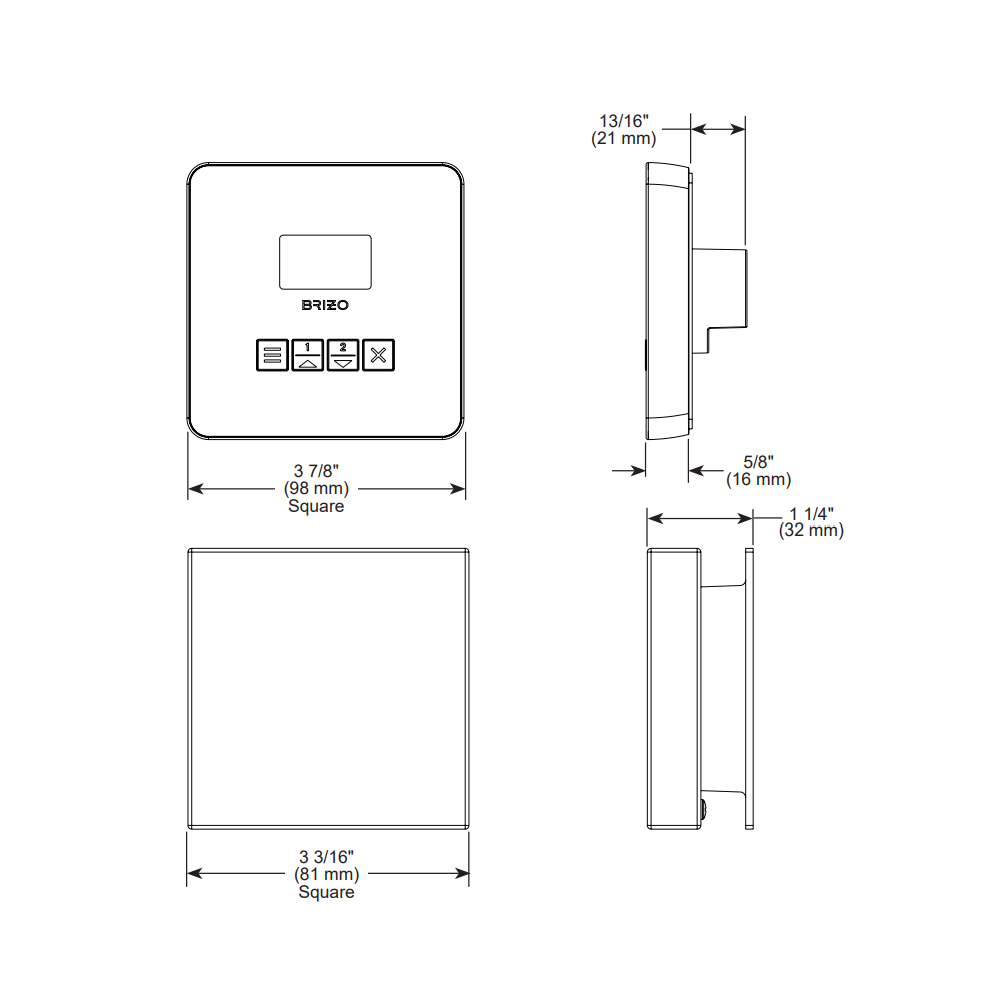 Brizo 8CH-250L-PC-L Square Steam Control And Head