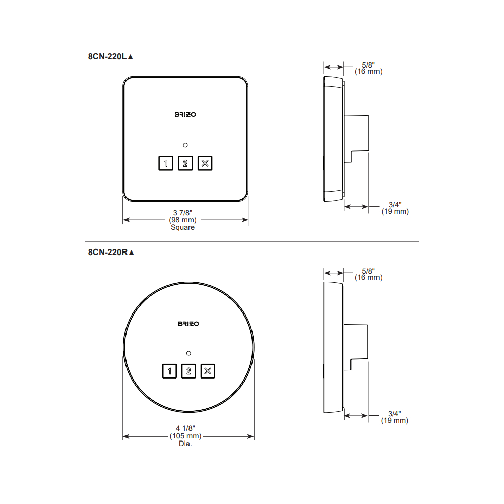 Brizo 8CN-220L-SL-L Square Exterior Steam Control