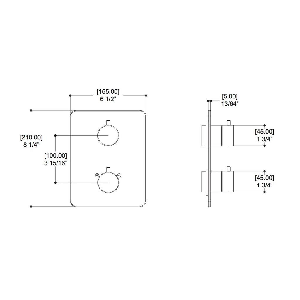 ALT 30892 Via Dante Uniplex T23 Trim Kit 2 Way Shared Chrome 2