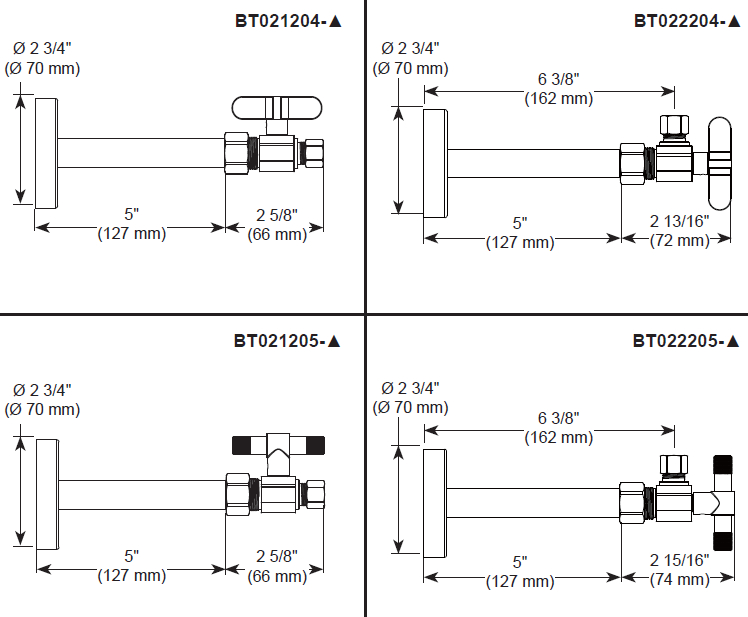 Brizo BT021205-SL Straight Supply Stop Valve