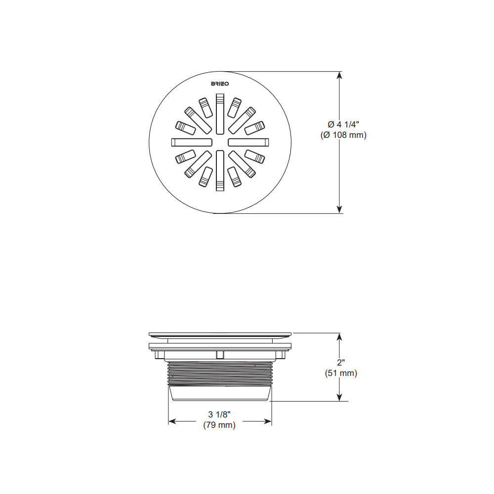 Brizo BT051414-GL 4" Prefab Round Shower Drain