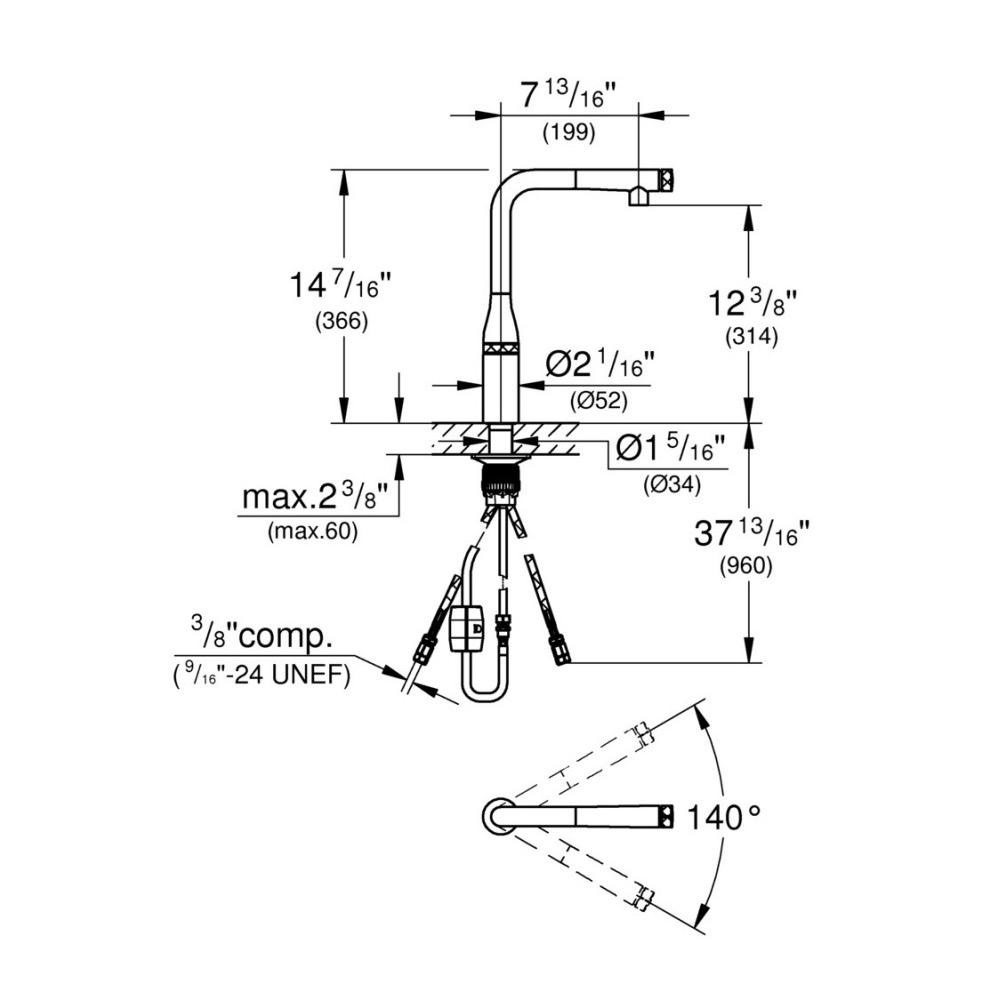 Grohe 31616000 Essence New Smartcontrol Pull Out Dual Spray Kitchen Faucet Chrome 5