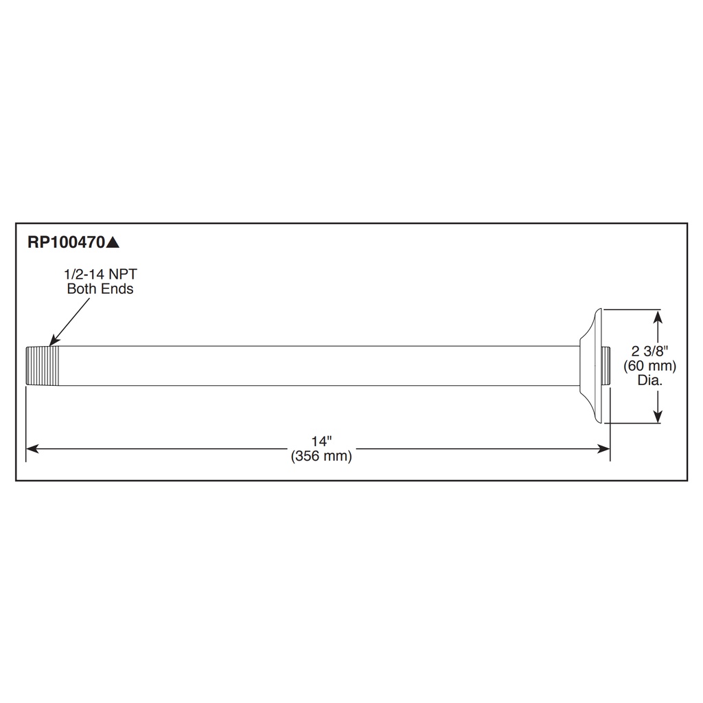 Brizo RP100470PG Shower Arm & Flange 14" Ceiling Mount
