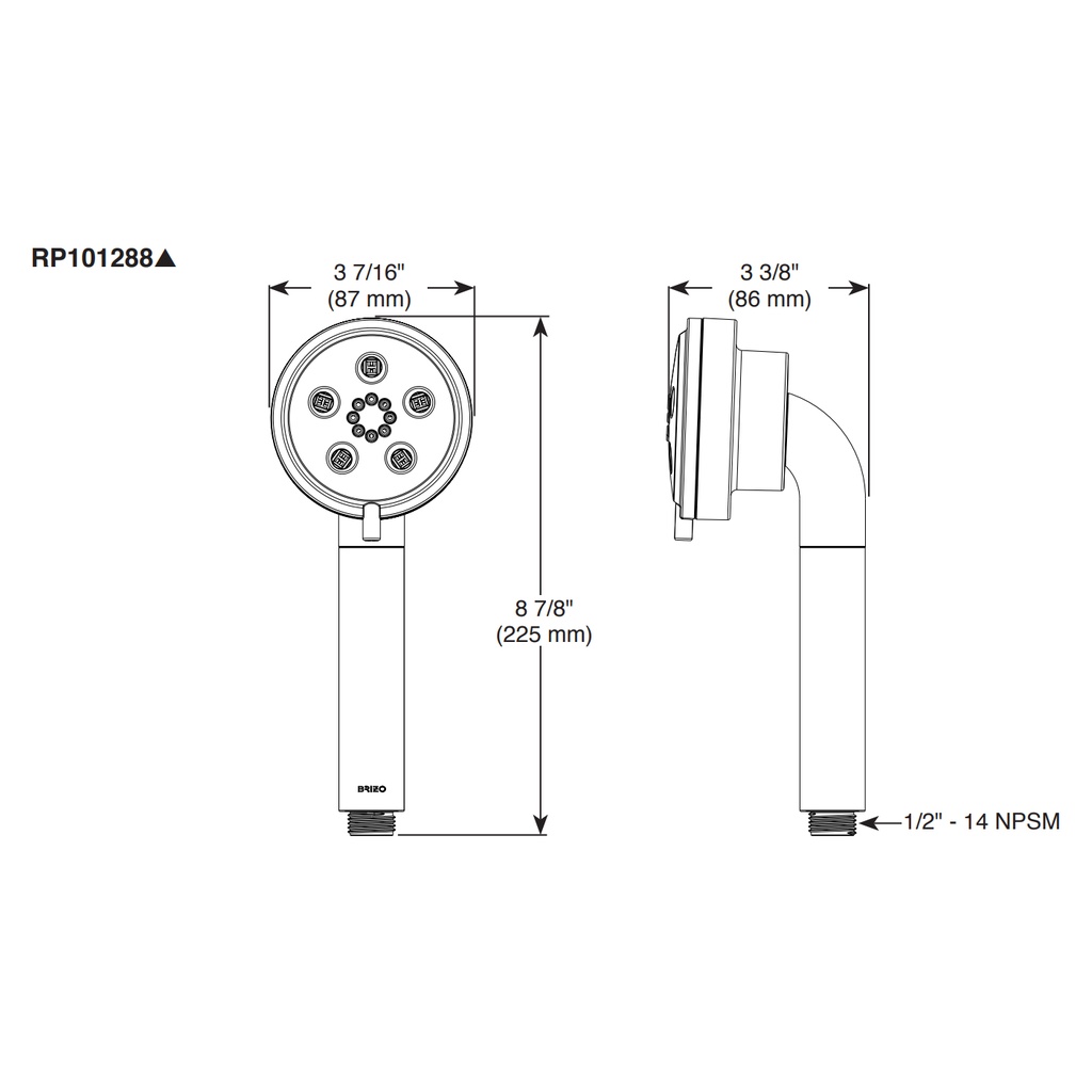Brizo RP101288SL Universal Showering Hand Shower 1.75 Gpm 3-Setting
