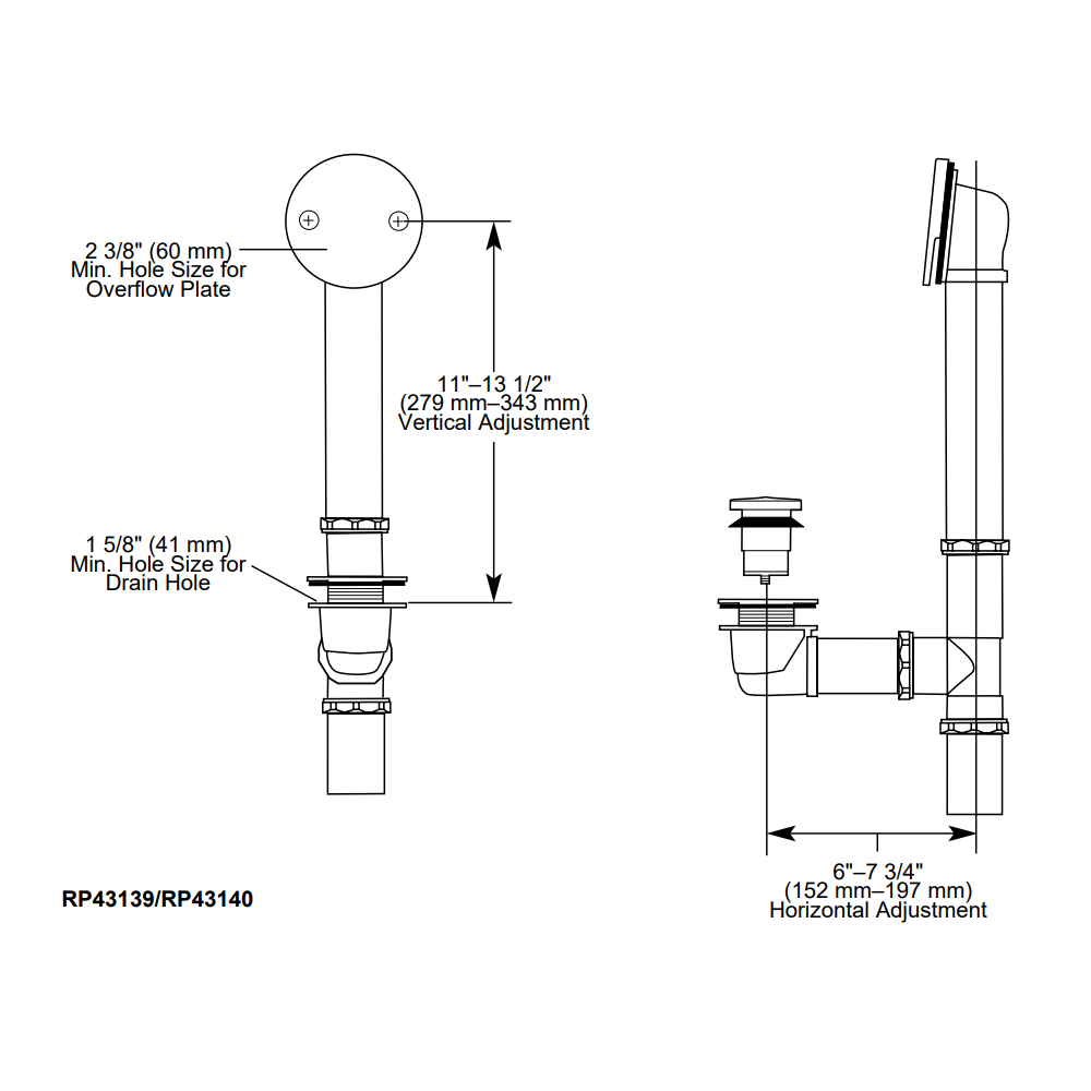 Brizo RP43140PG Toe-Operated Bath Waste