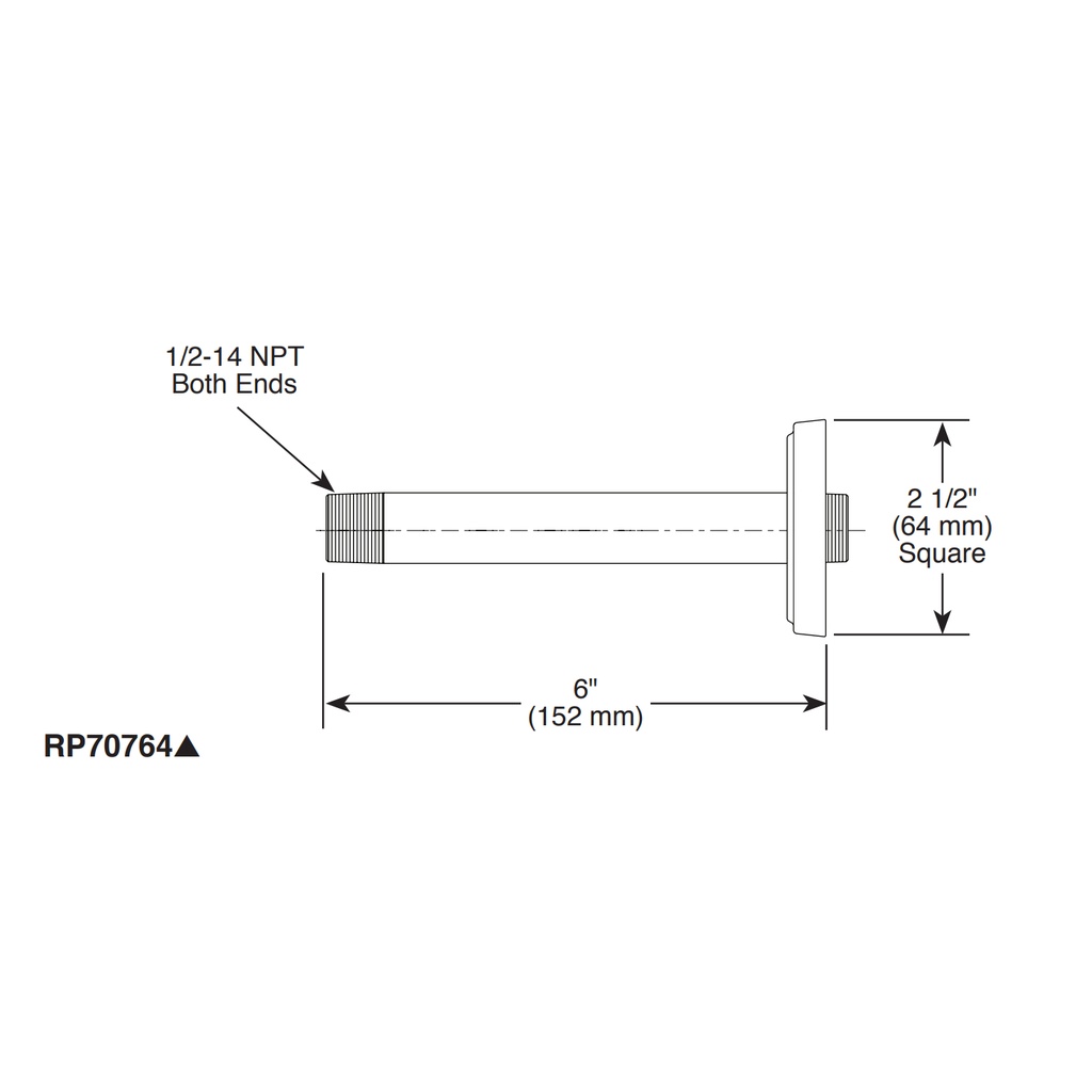 Brizo RP70764GL Virage 6" Arm & Flange (Square) D Flange