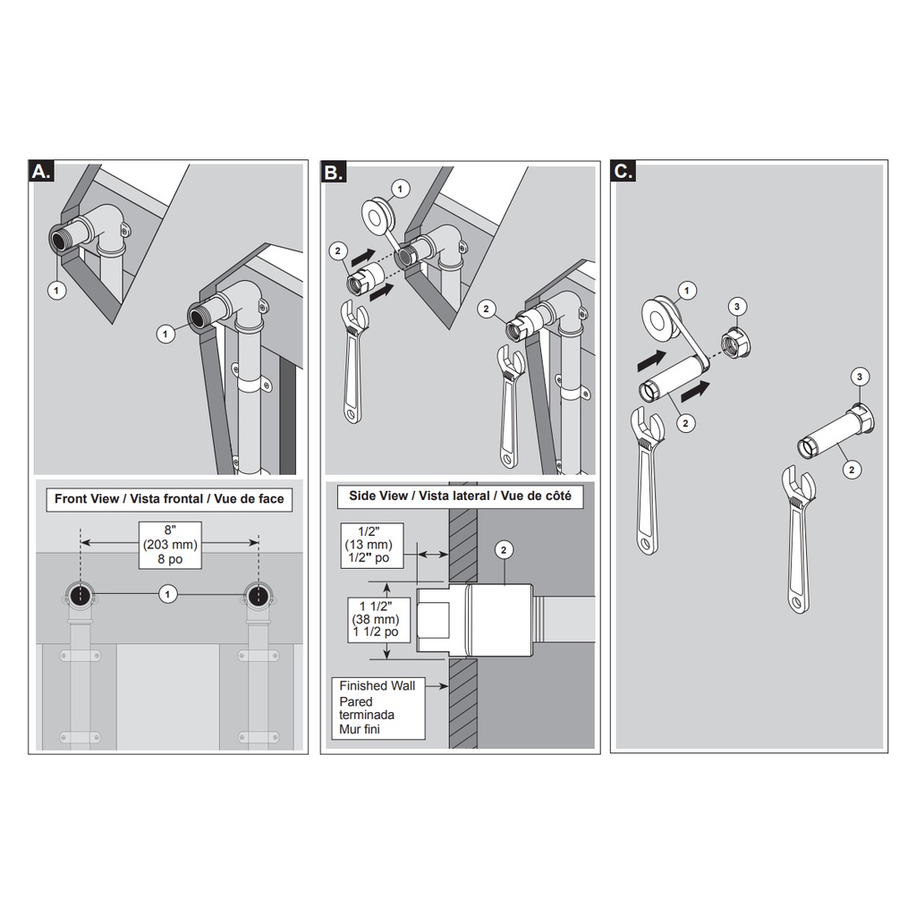Brizo RP73764GL Traditional Wall Mount Tub Filler Unions