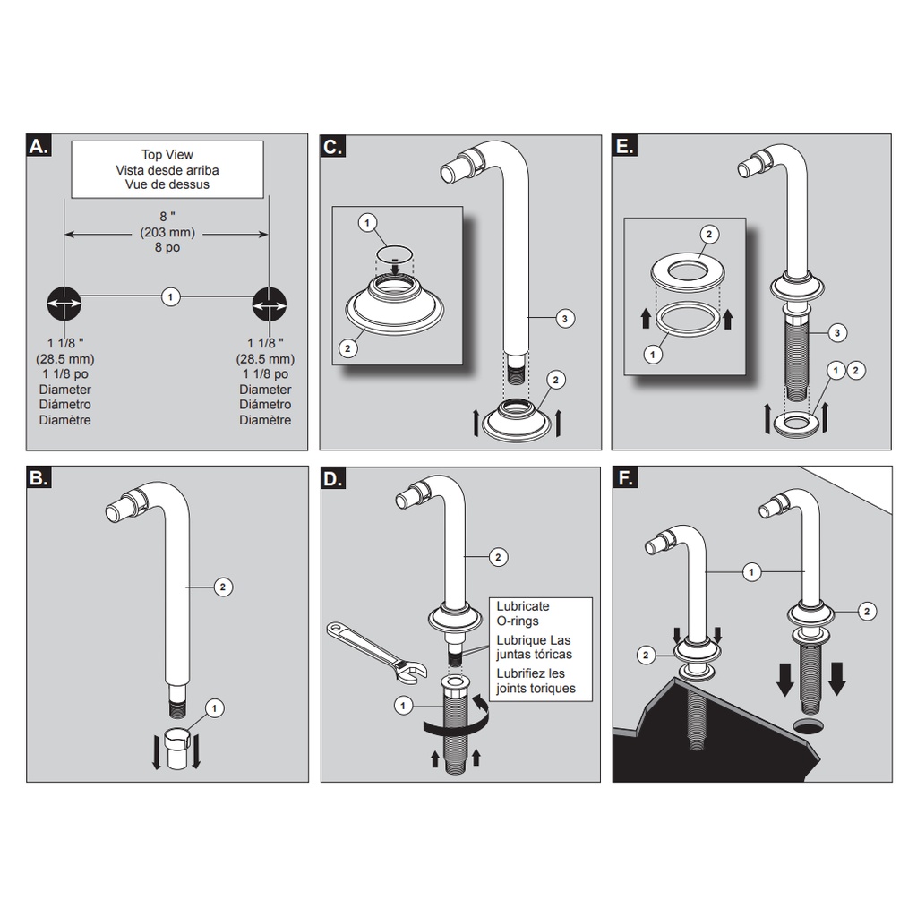 Brizo RP73765BL Deck Mount Tub Filler Risers