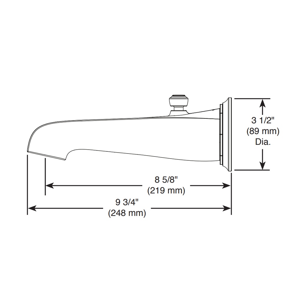 Brizo RP78581GL Rook Tub Spout - Pull-Up Diverter