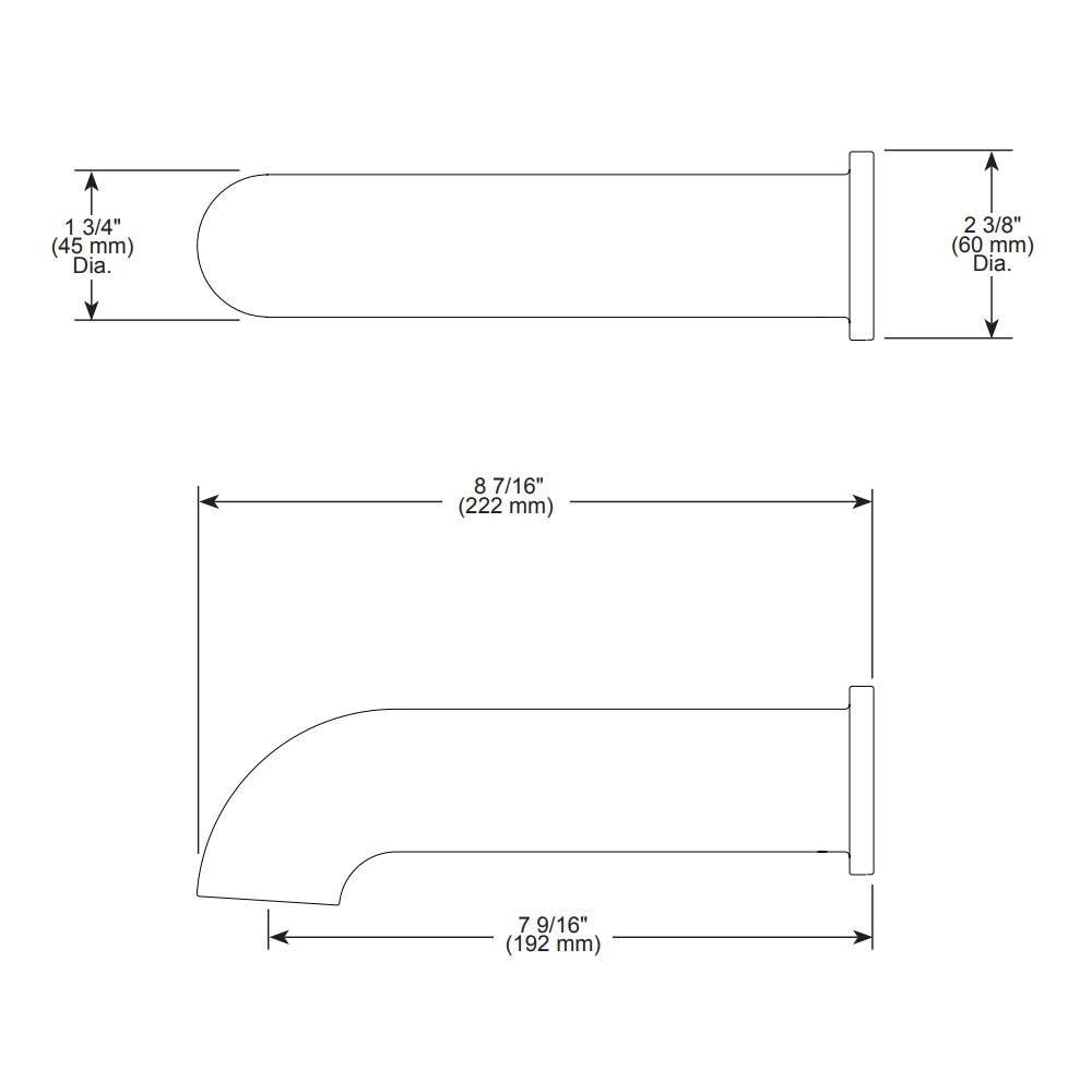 Brizo RP81435PC Litze Tub Spout - Non-Diverter
