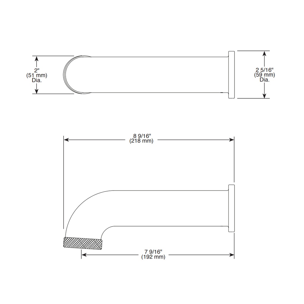 Brizo RP81437GL Litze Tub Spout - Pull-Down Diverter