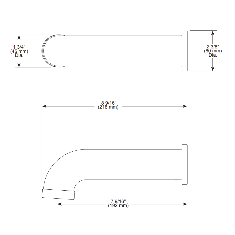 Brizo RP81438GL Odin Tub Spout - Pull-Down Diverter