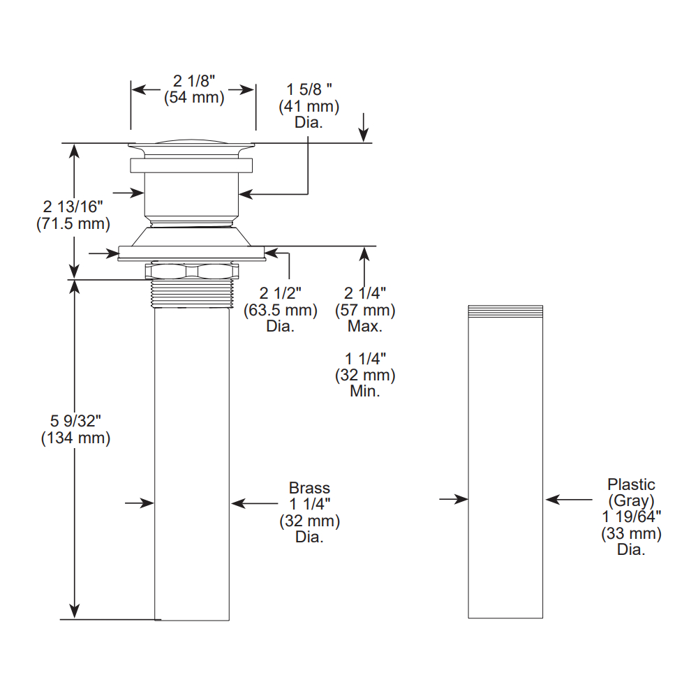 Brizo RP81627BN Push Pop-Up Drain Without Overflow