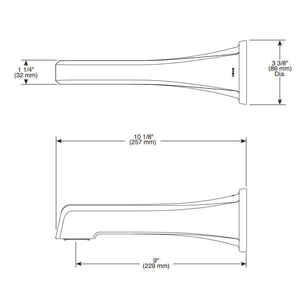 Brizo RP92041SL Levoir Non-Diverter Tub Spout