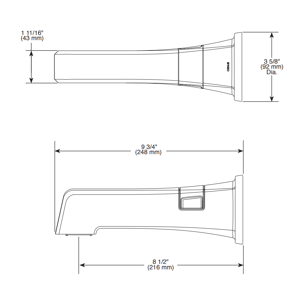 Brizo RP92042GL Levoir Diverter Tub Spout