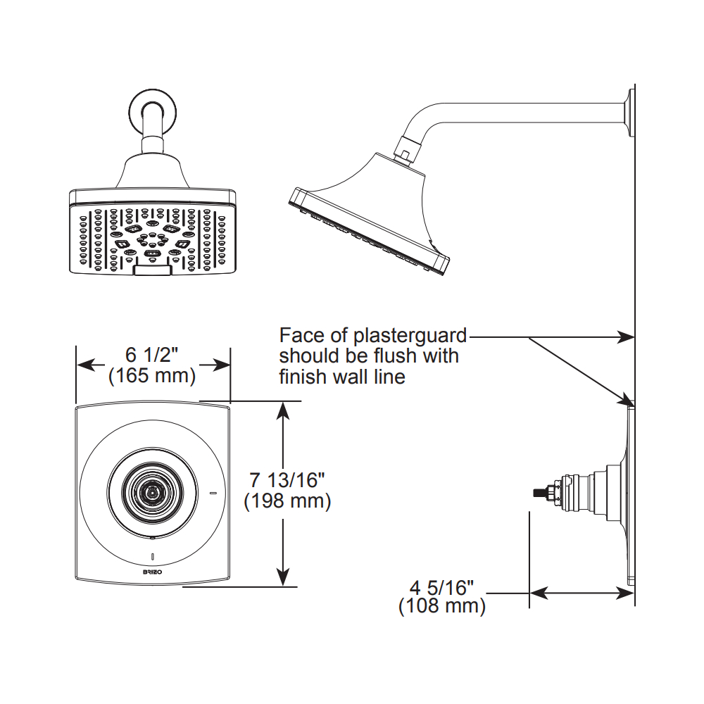 Brizo T60206-PCLHP Kintsu Therm Shower Only Trim Less Handles