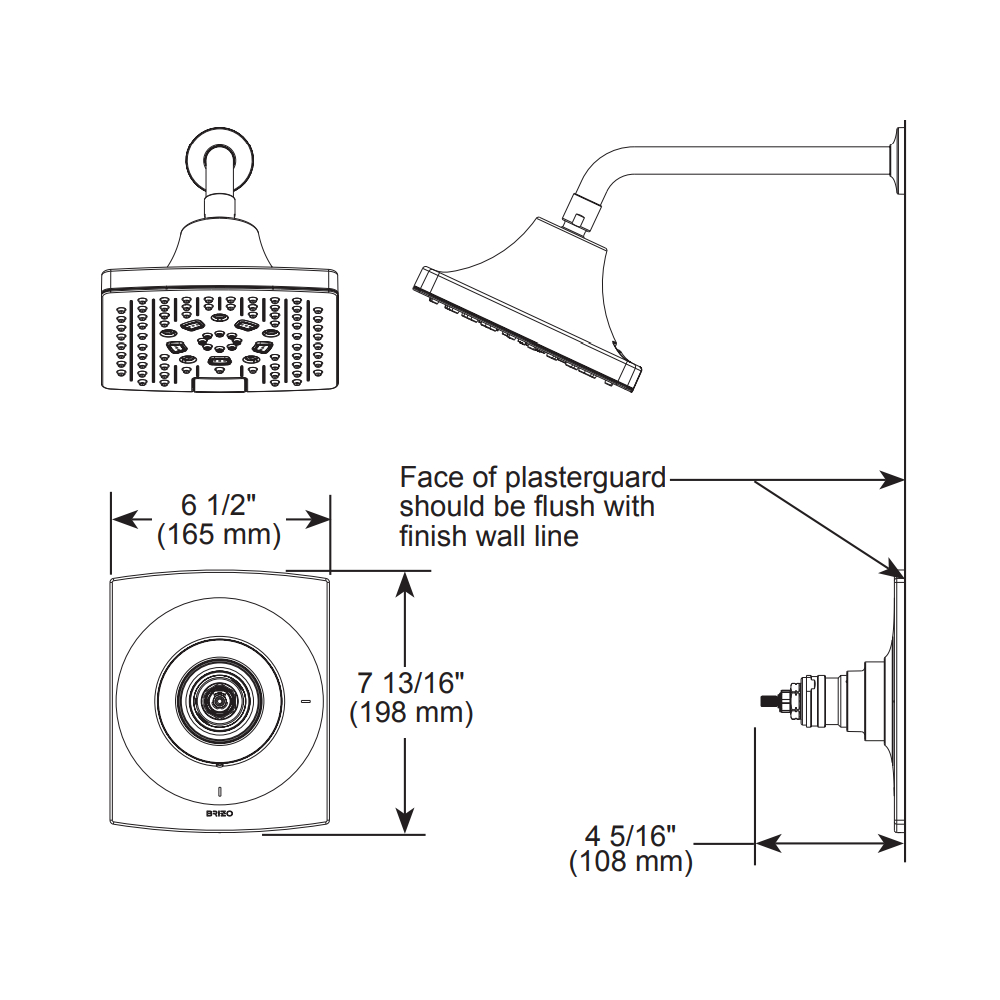 Brizo T60267-GLLHP Allaria Thermostatic Shower Only Trim