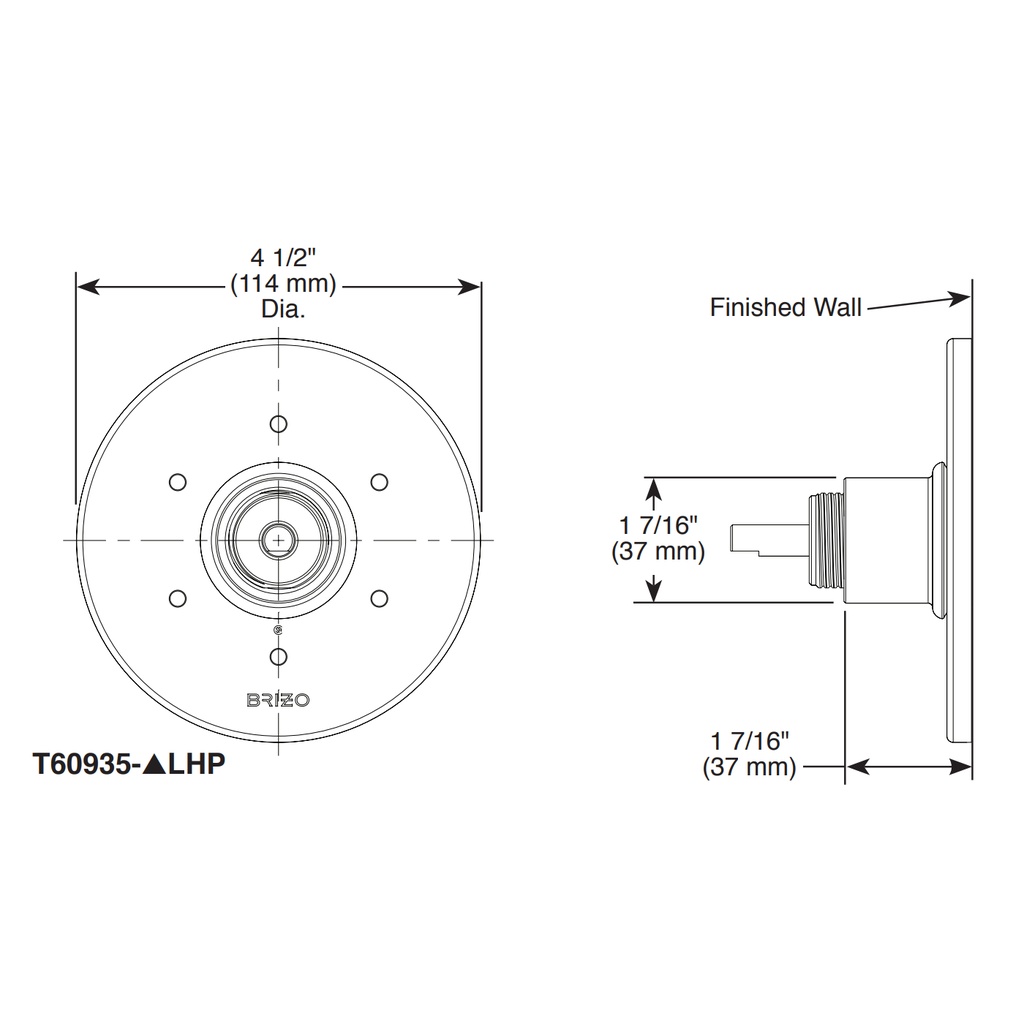 Brizo T60835-PCLHP Litze 3 Setting Diverter Trim