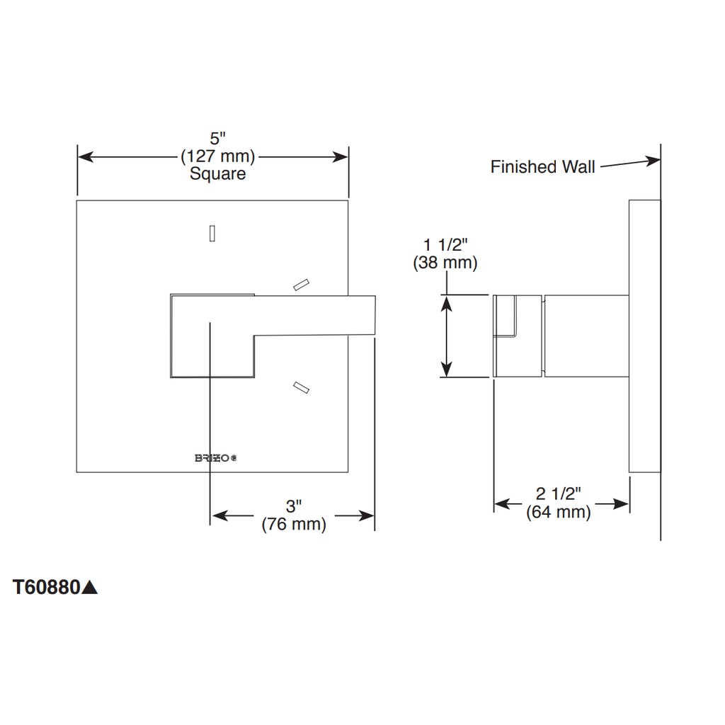Brizo T60880-BN Siderna 3 Setting Diverter Trim