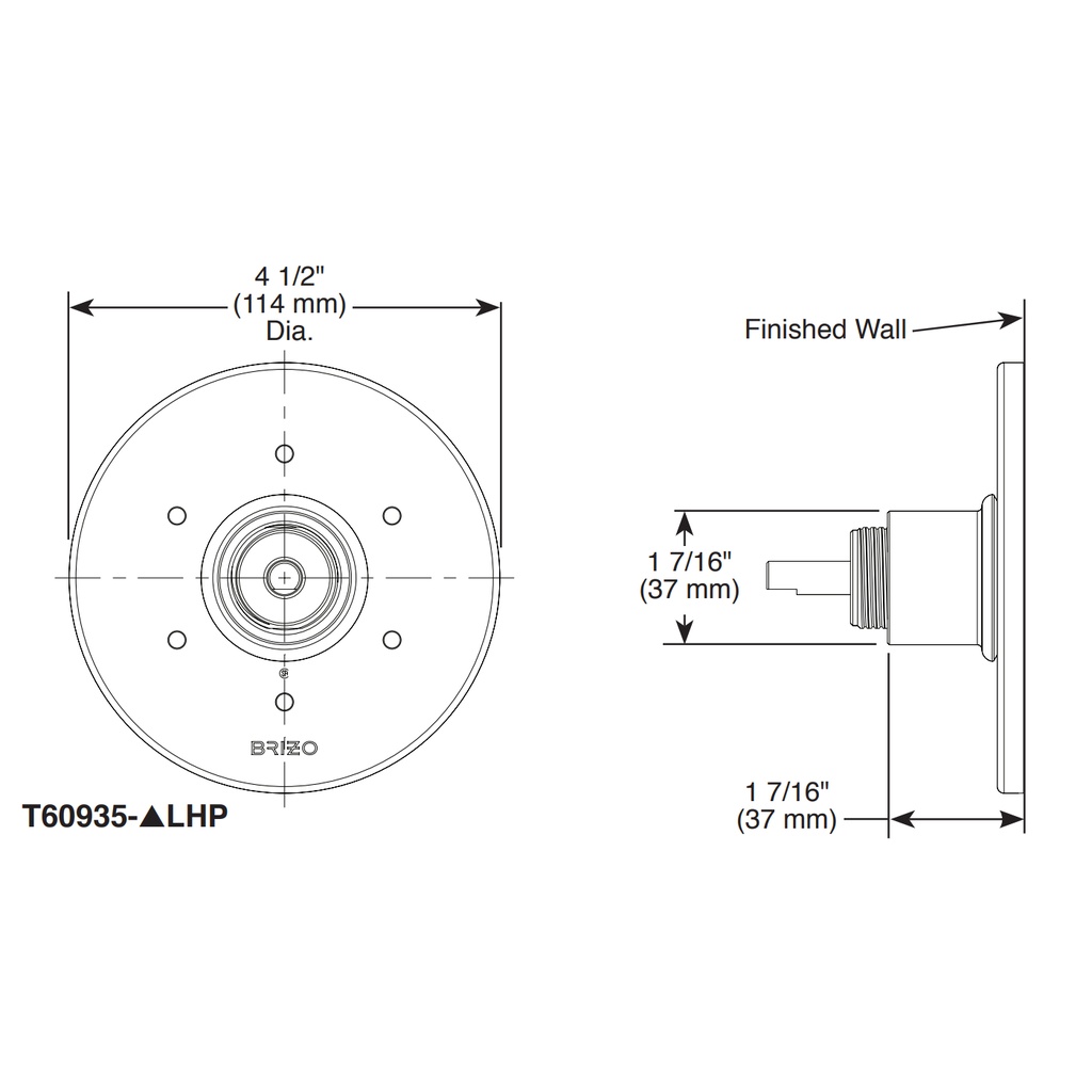Brizo T60935-PNLHP Litze 6 Setting Diverter Trim