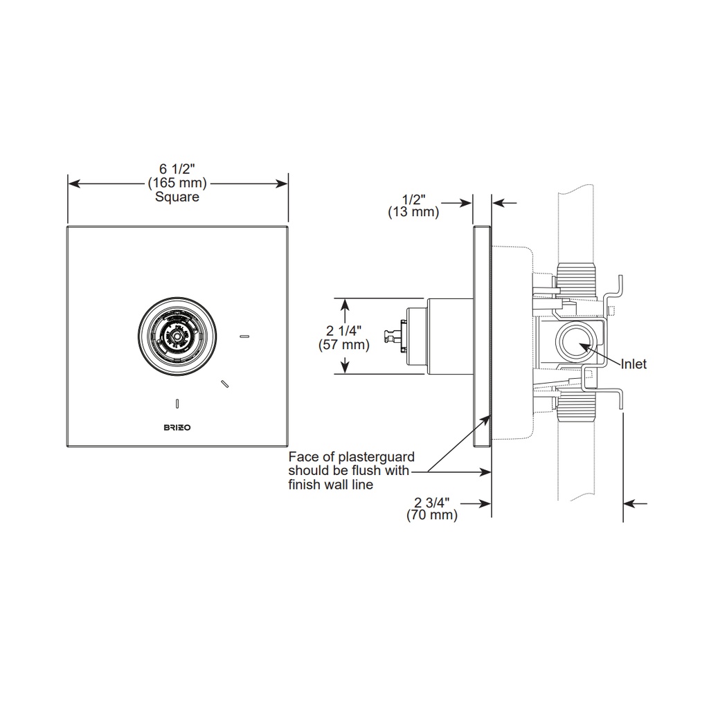 Brizo T60P022-PNLHP Pressure Bal Valve Trim Less Handles
