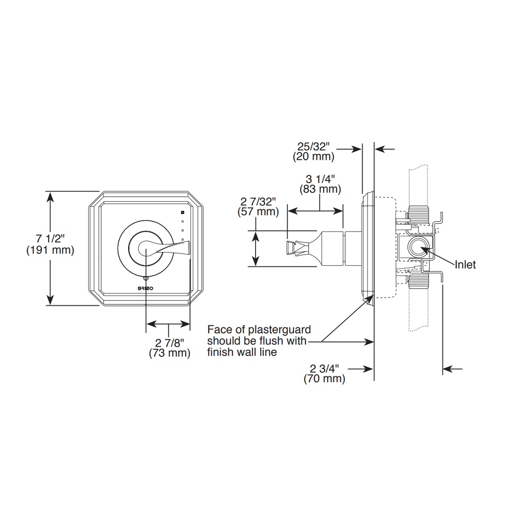 Brizo T60P030-BN Virage Pressure Balance Valve Only Trim