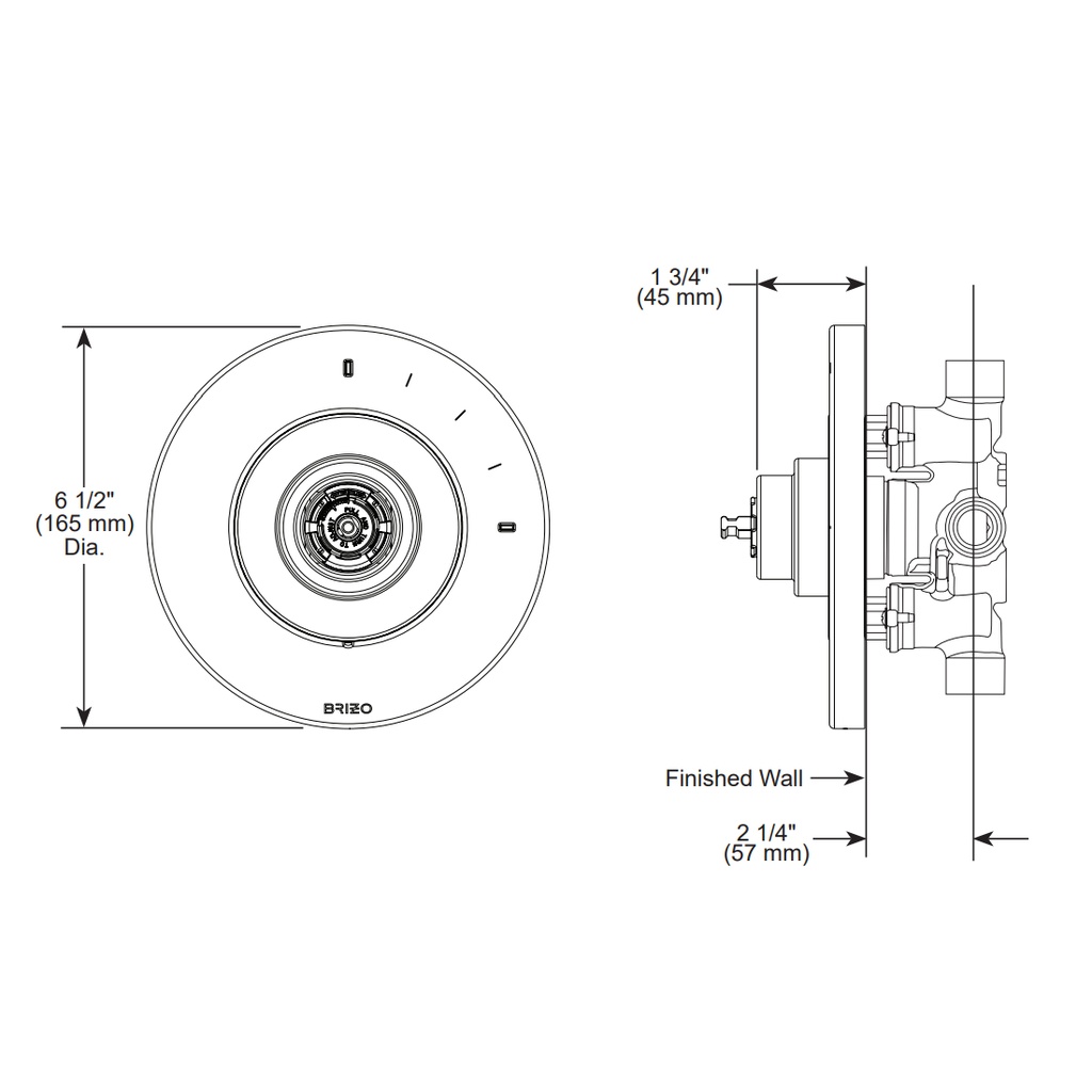 Brizo T60P035-BLLHP Pressure Balance Valve Only Trim