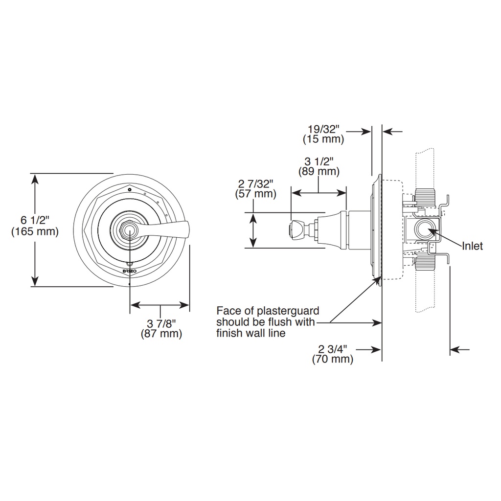 Brizo T60P060-PN Rook Pressure Balance Valve Only Trim