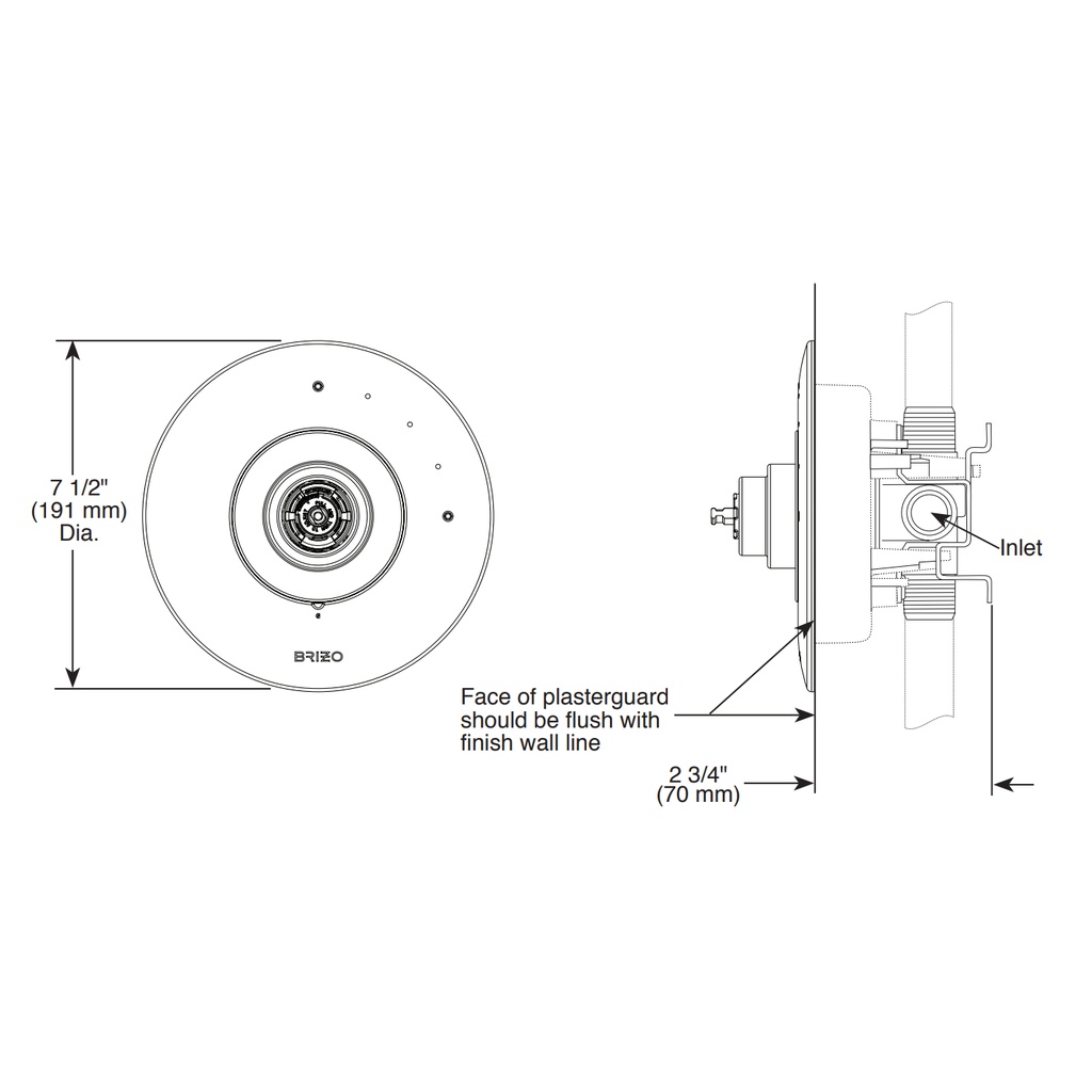 Brizo T60P075-PCLHP Odin Pressure Balance Valve Trim Only