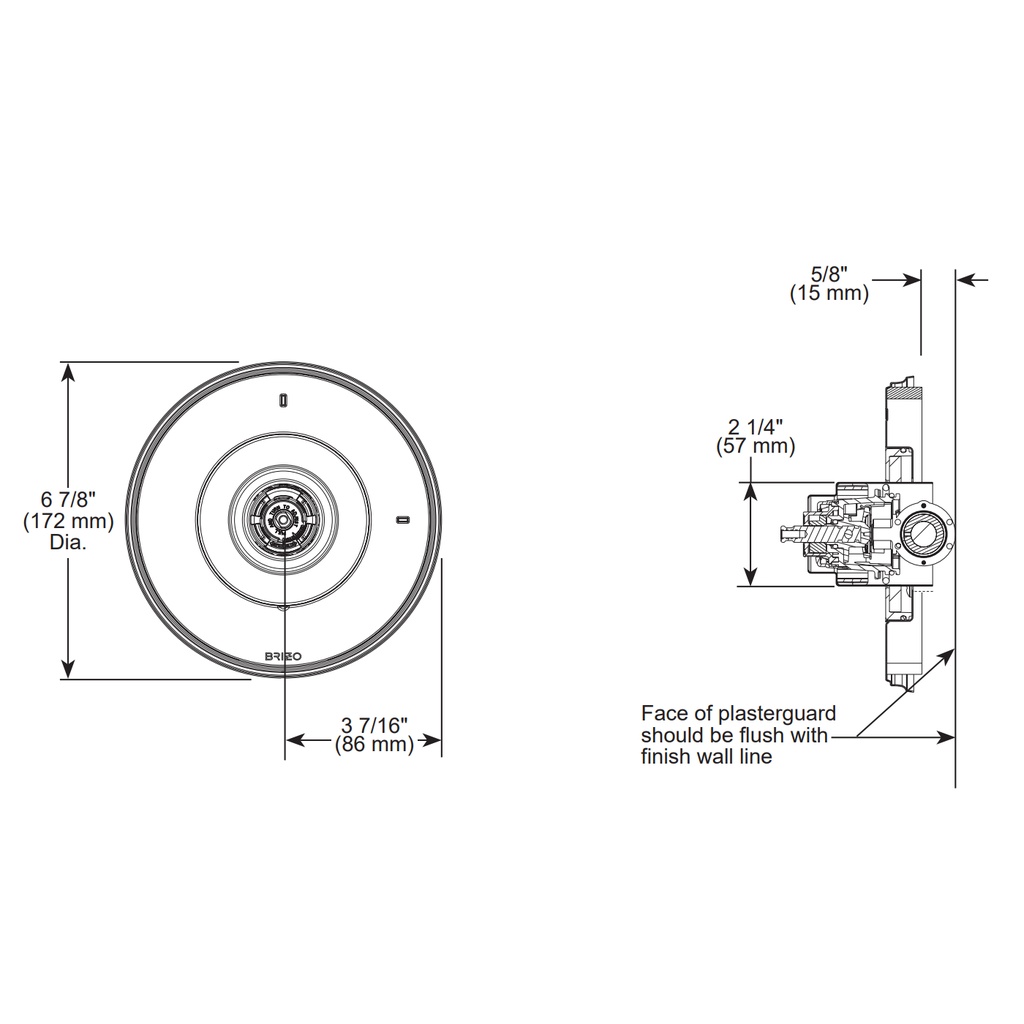 Brizo T60P076-SLLHP Invari Pressure Balance Valve Only Trim - Less Handle
