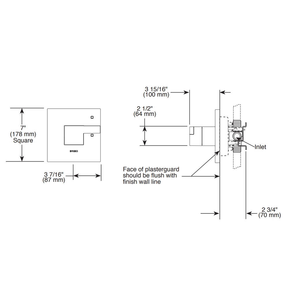Brizo T60P080-PC Siderna Pressure Balance Shower Valve