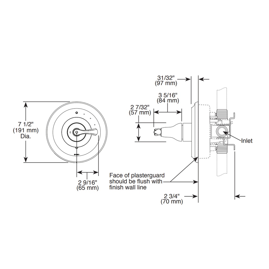 Brizo T60P085-PN Charlotte Pressure Balance Valve Only Trim 1L 60P