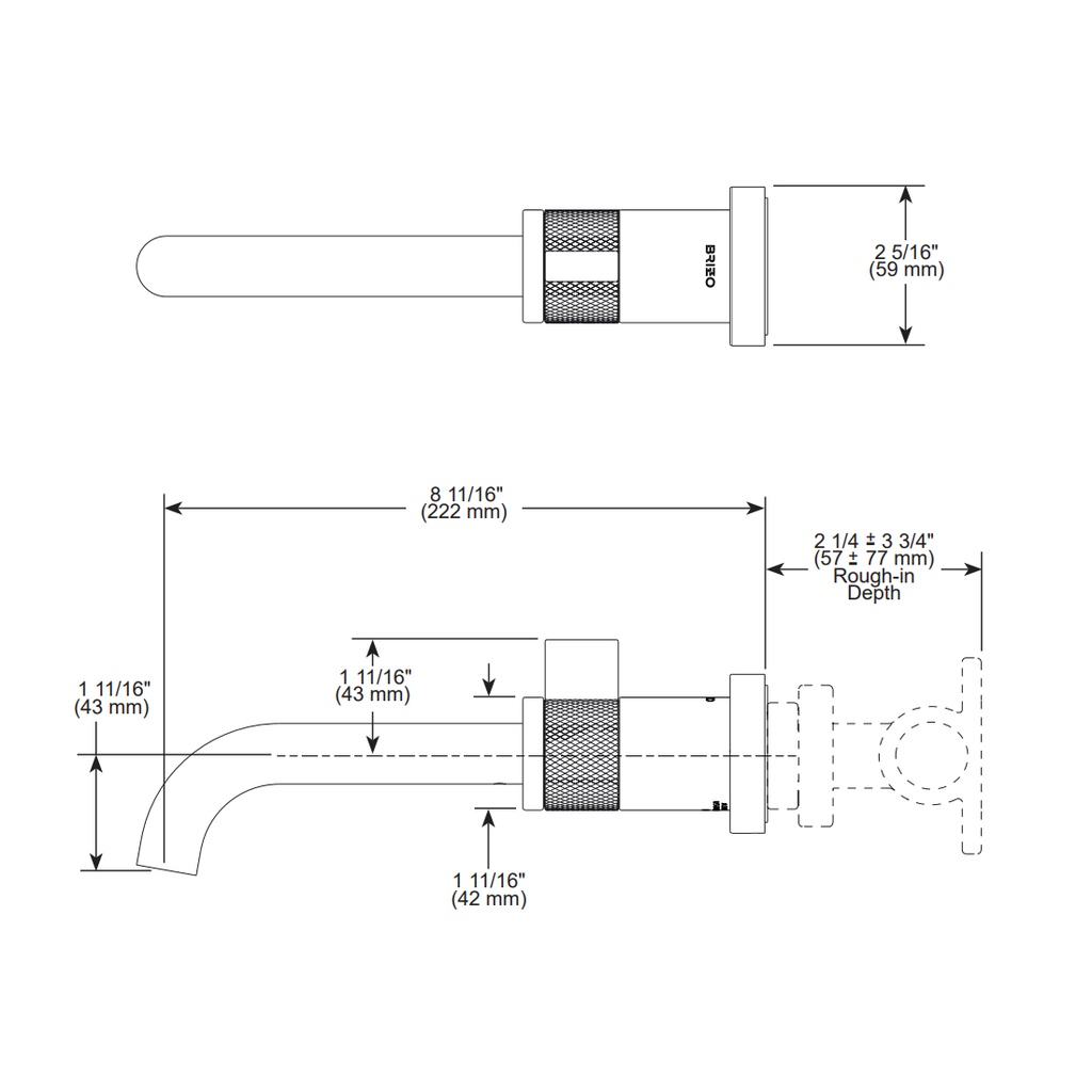 Brizo T65735LF-PC-ECO Litze Single Handle Wall Mount Lavatory Faucet