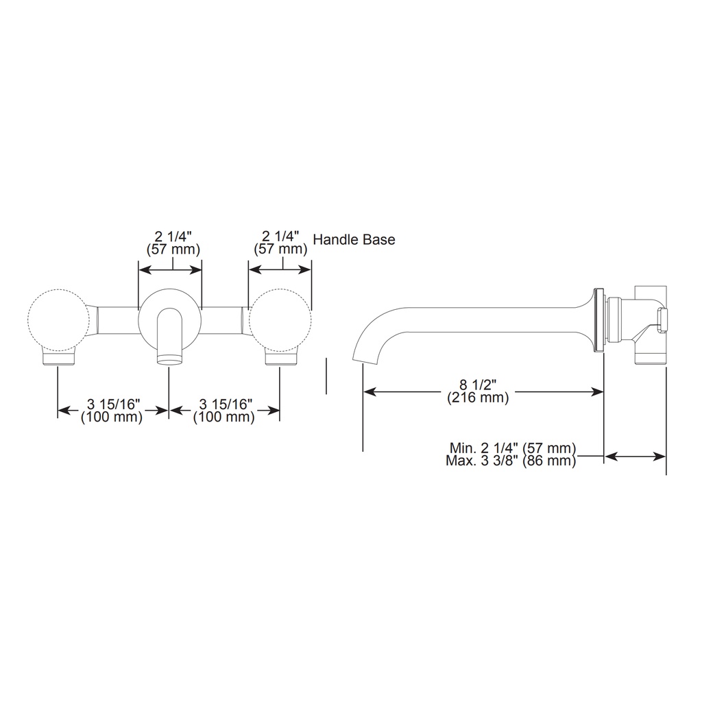 Brizo T65875LF-PCLHP Odin Wall Mount Lavatory