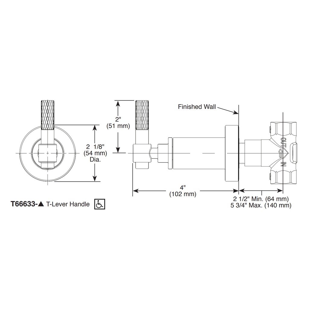 Brizo T66633-BLSL Sensori Volume Control Trim T Lever