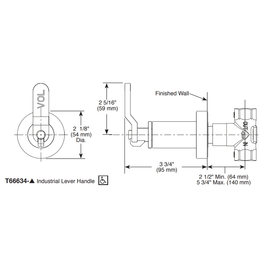 Brizo T66634-SL Litze Sensori Volume Control Trim -Industrial Lever