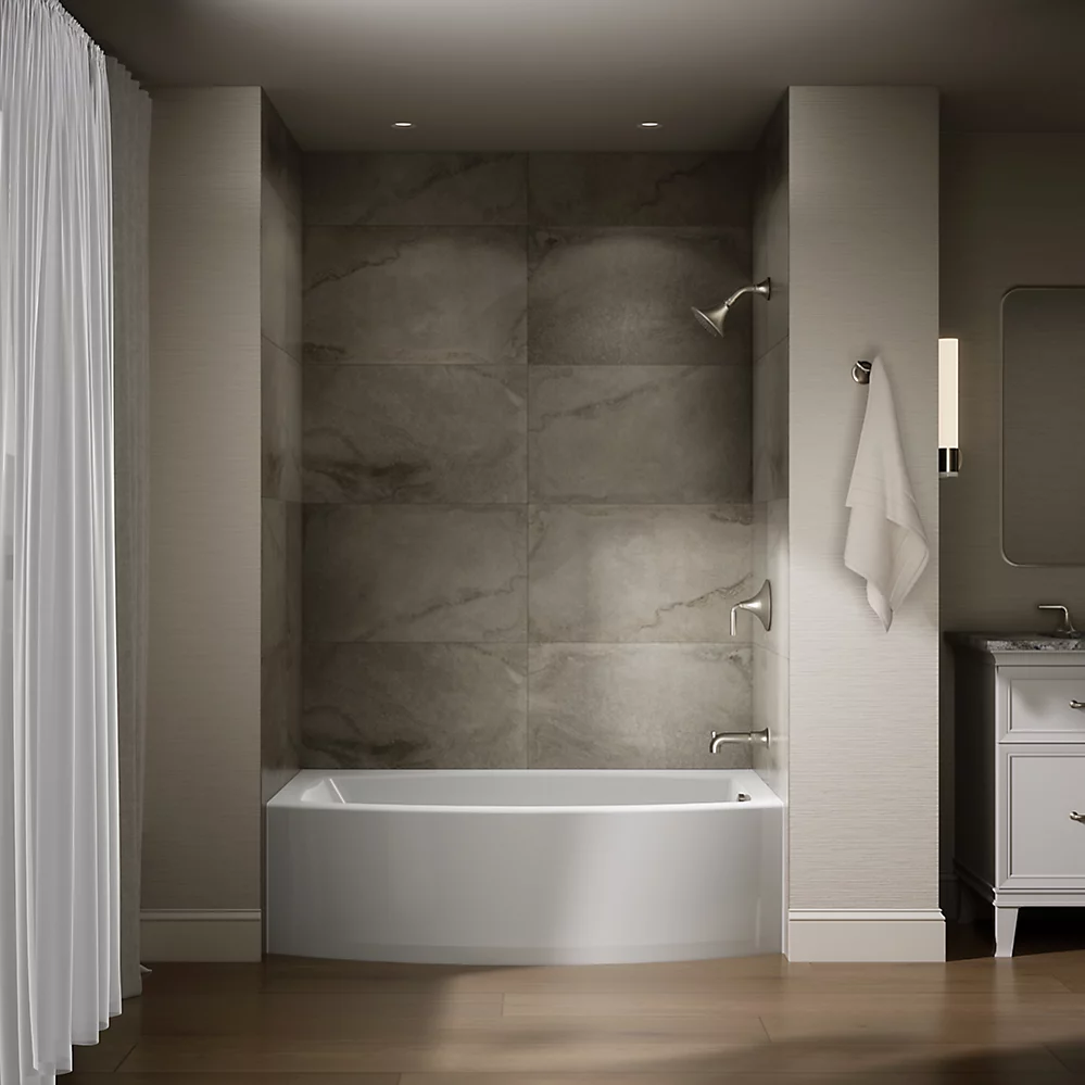 Kohler 1100-RA-0 Expanse Curved Right Drain Apron Bath White