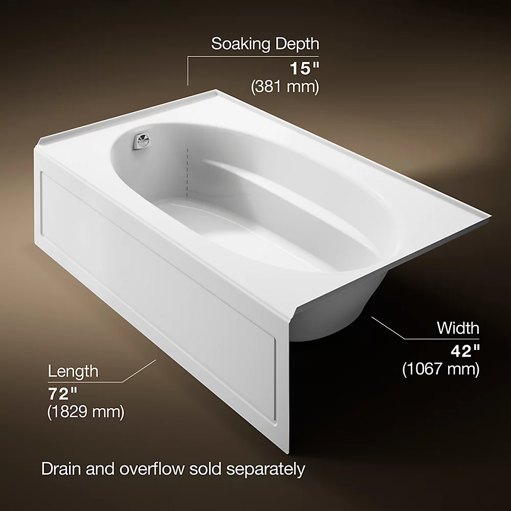 Kohler 1115-LA-0 Windward 72X42 Ia Bath, Lh Drain