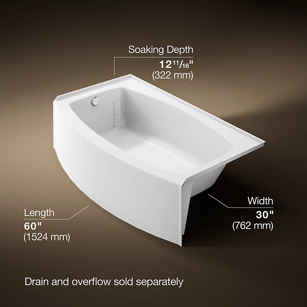 Kohler 1118-LA-0 Expanse Curved Apron Bath Lh