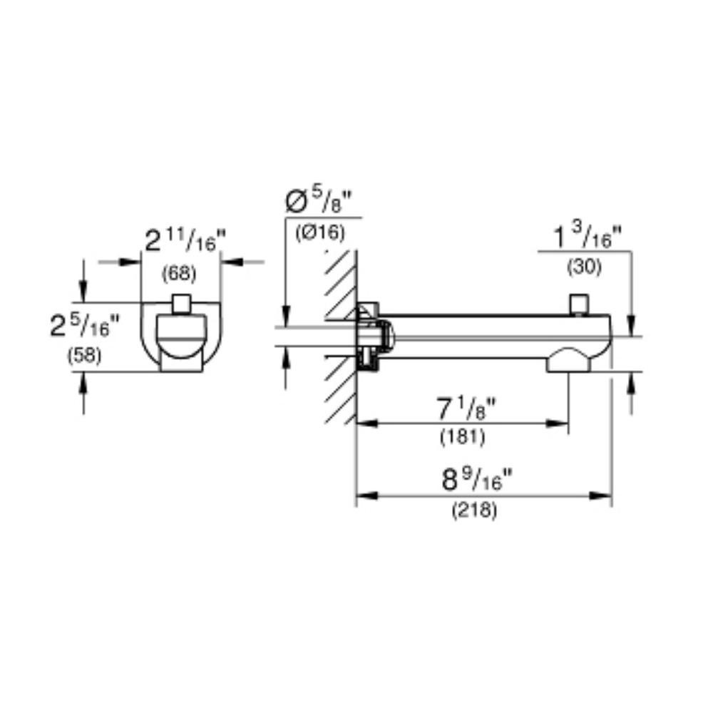 Grohe 13407003 Plus Diverter Tub Spout Chrome 5