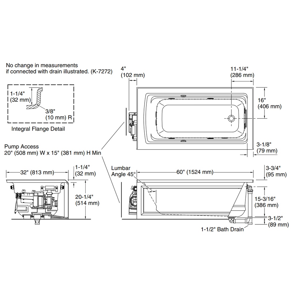 Kohler 1122-XGHRA-0 Archer Heated Bbm 60X32 Wp, Rh Ia